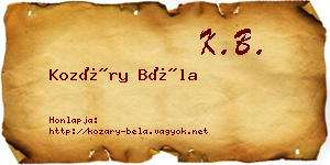 Kozáry Béla névjegykártya