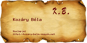 Kozáry Béla névjegykártya