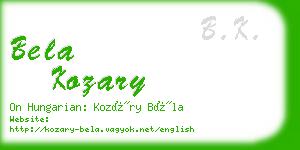 bela kozary business card